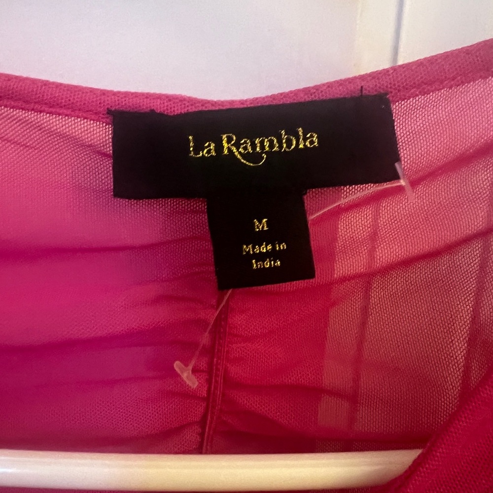 Hot Pink Ruffled Shirt/Mini Dress - Picture 2 of 2